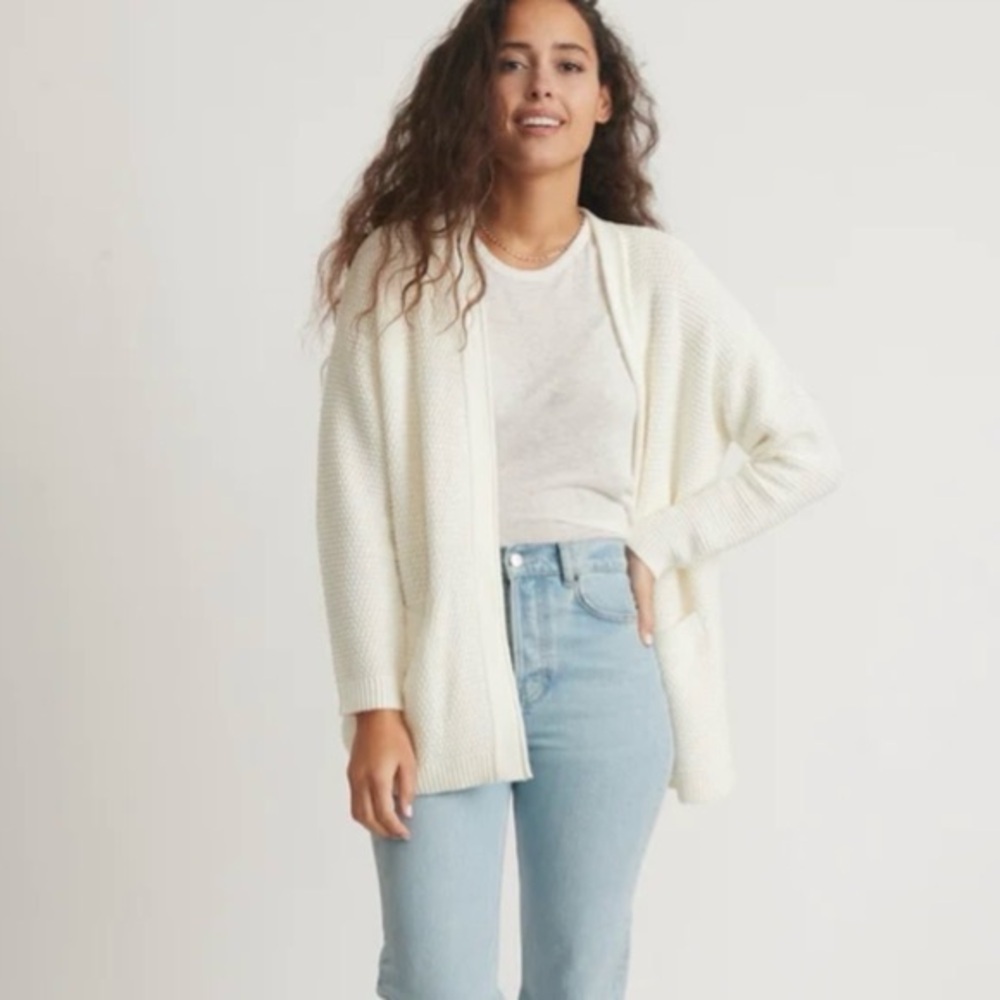 Marine Layer Catalina‎ Open Front Knit Cardigan In Milk Size XS